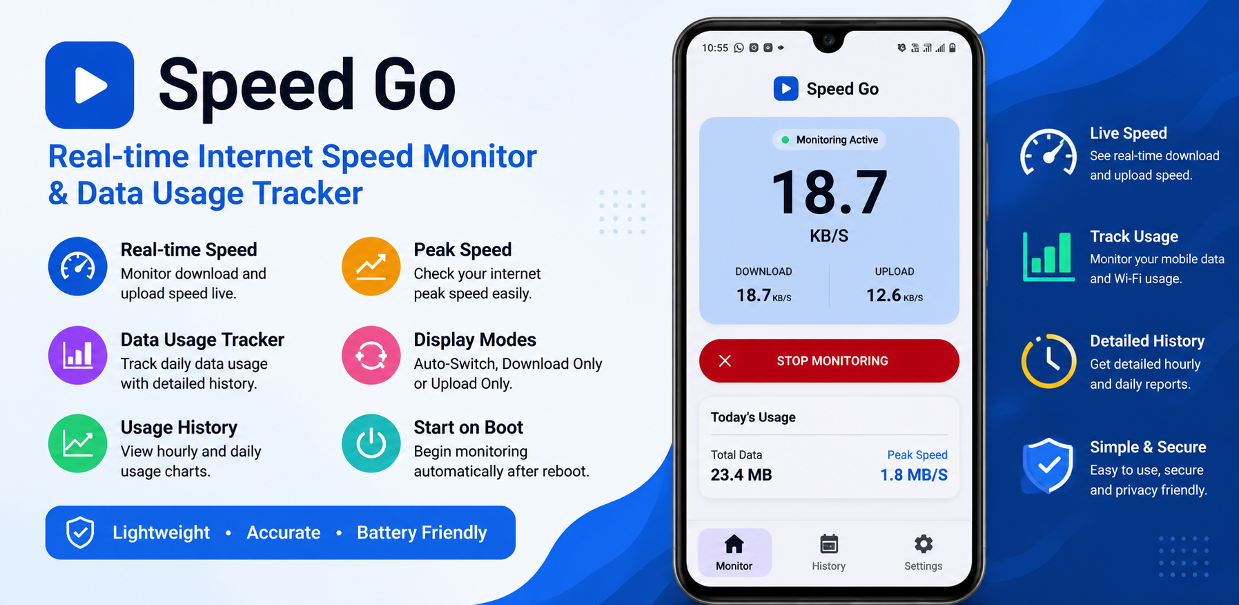 Speed Go: Real-Time Internet Speed Monitor for Android